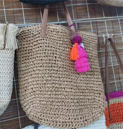 Handwoven Women Bag With Colorful Balls