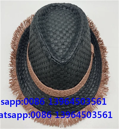 Handwoven Black Fedora Tassel Hat