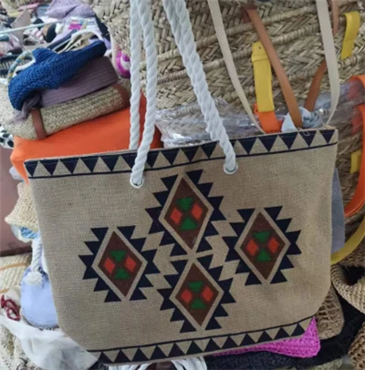 Linen Tote Bag With Printing Pattern