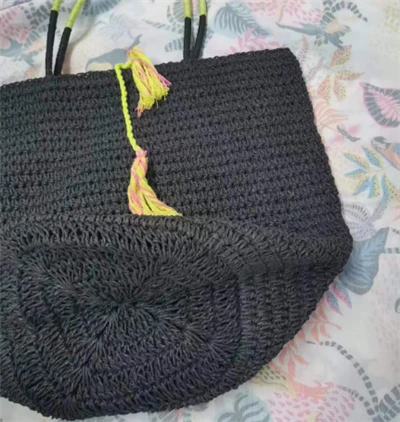 Black Large Paper Straw Women Bag