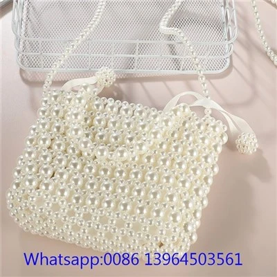 Handmade White Pearl Beaded Bag