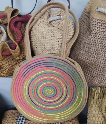 Multicolored Cotton Rope Stitched Women Bag