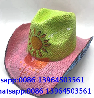 Handwoven Paper Straw Sun Hat With Painting