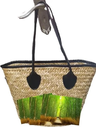 Designed Natural Painting Straw Shoulder Bags