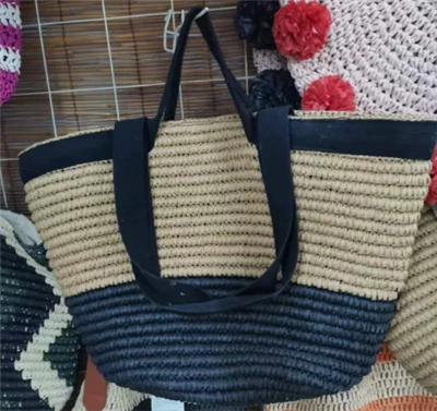 Black Cotton Tape Big Women Beach Bag