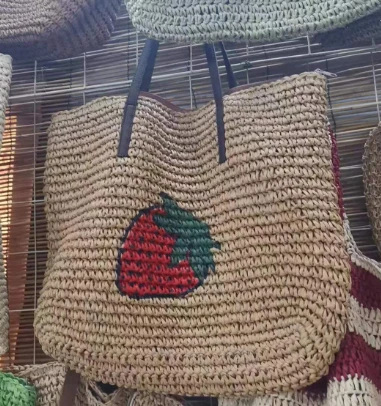 Strawberry Big Paper Women Beach Bag
